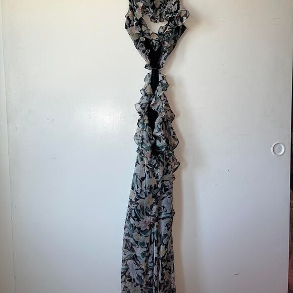ASTR The Label Palace Floral maxi dress W/ cut-out detail ruffle hem Sz M 6-8 - Picture 5 of 8